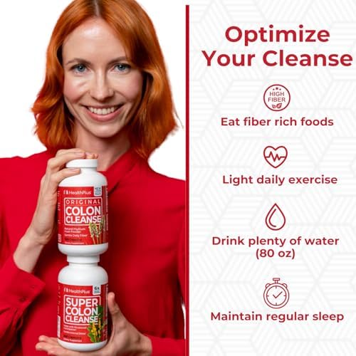 Health Plus Super Colon Cleanse : dose journalière recommandée avec eau claire.