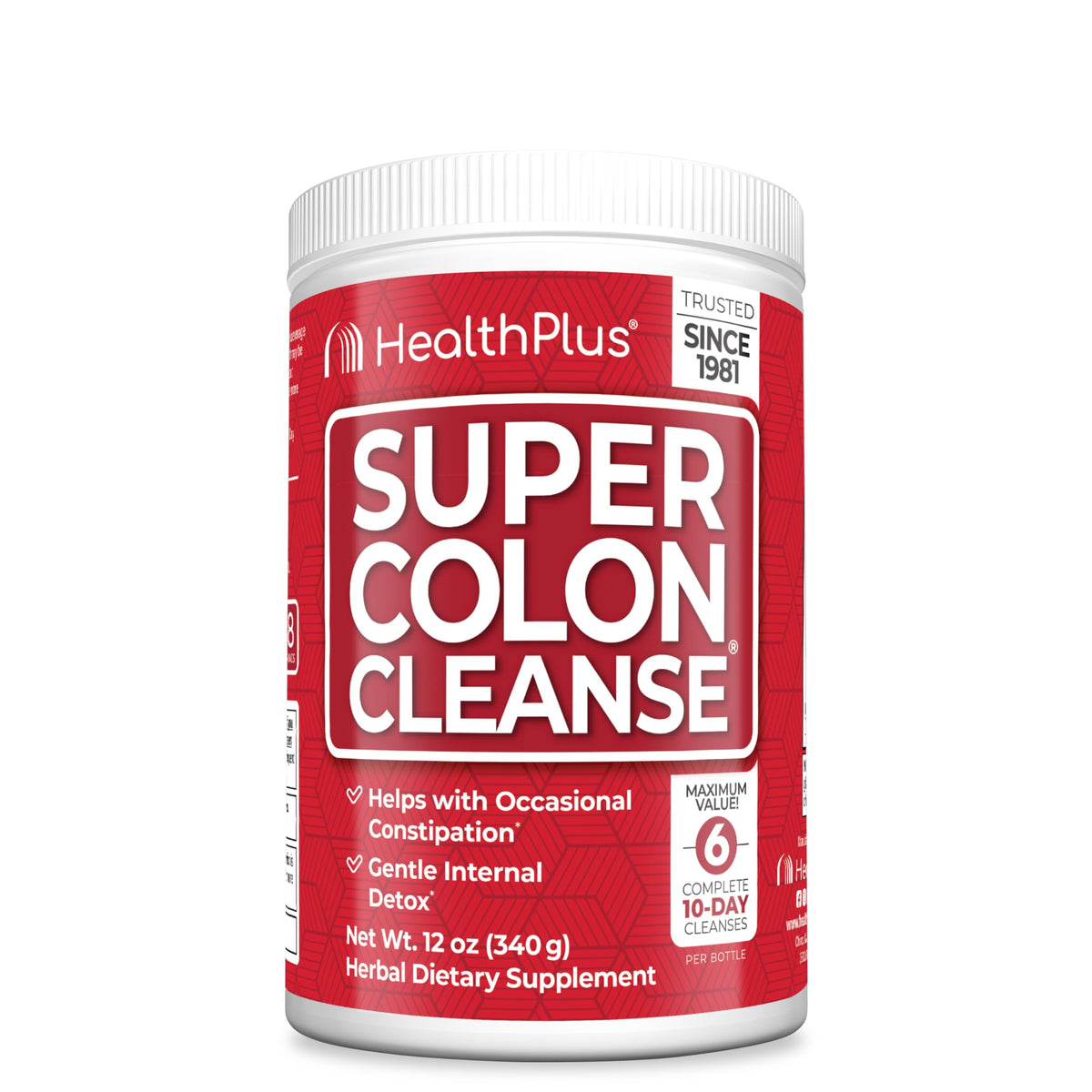 Health Plus Super Colon Cleanse en poudre, soutien digestion douce.