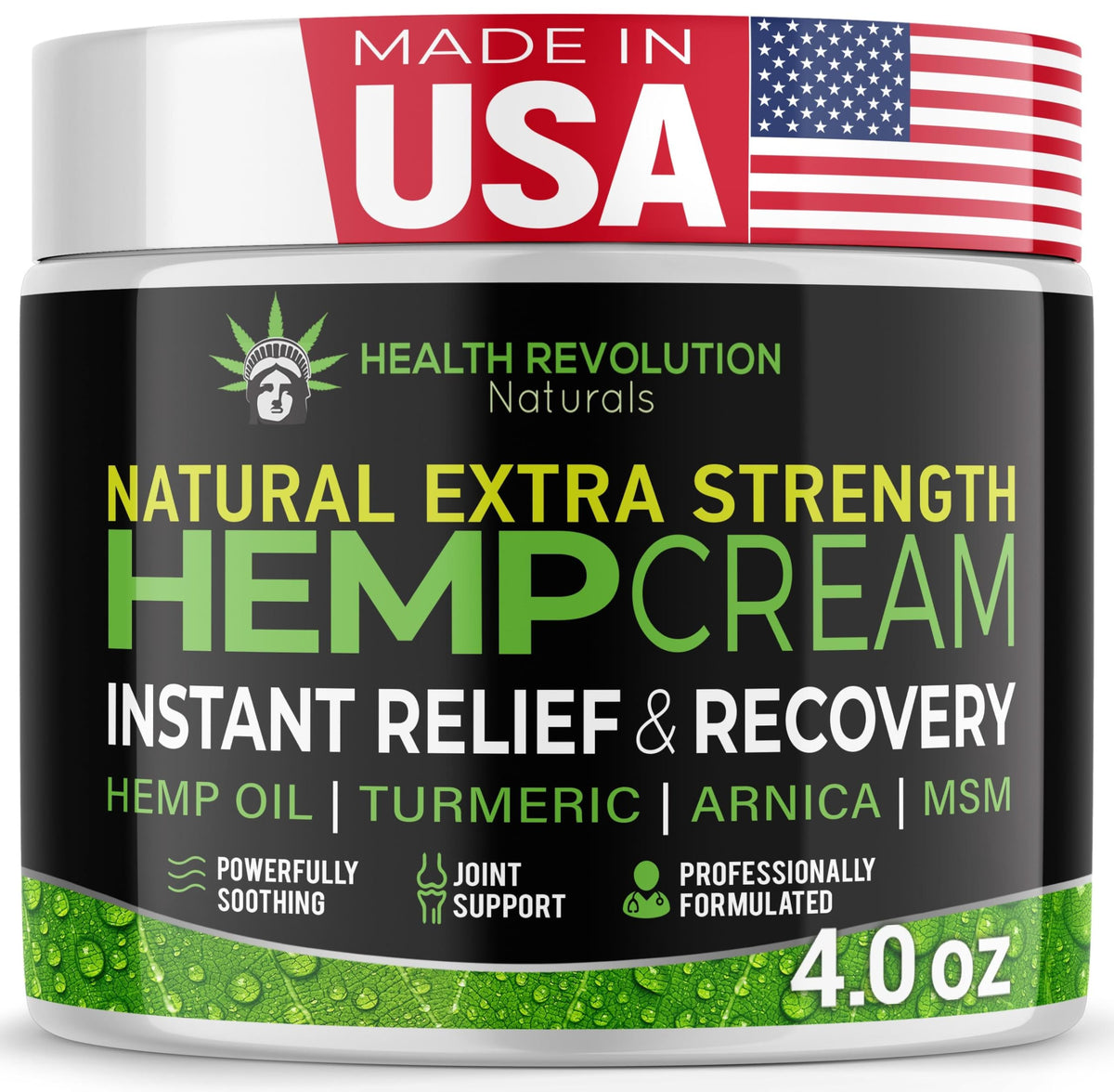 Health Revolution Crème Arnica Chanvre – emballage clair prêt pour une utilisation quotidienne.