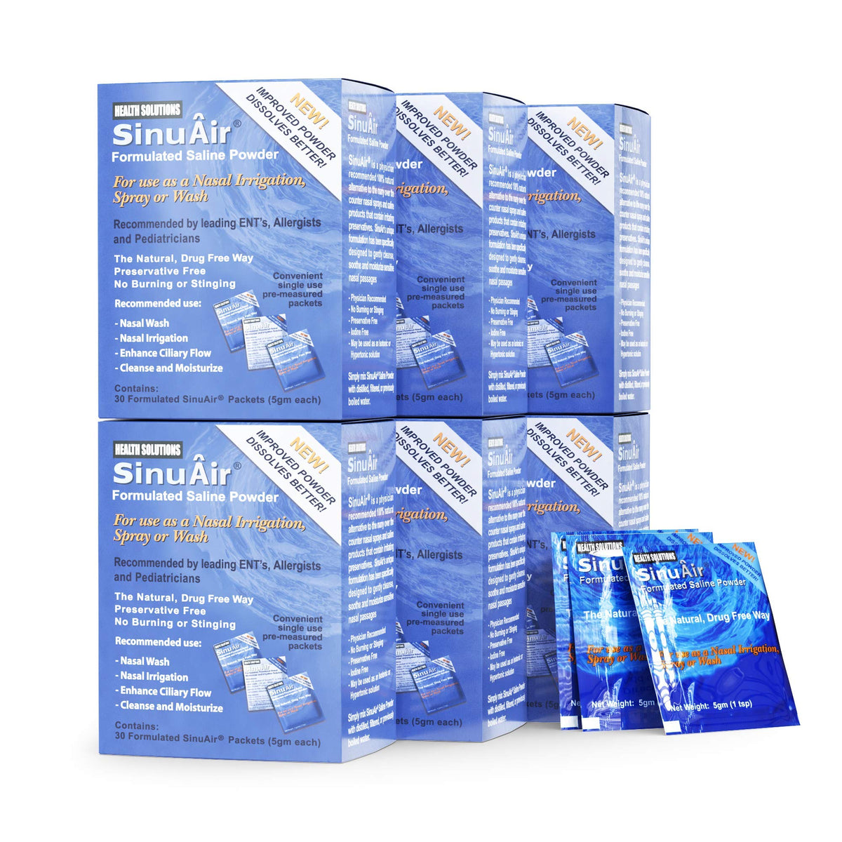SinuAir – sachets pré-dosés pour rinçage nasal, douceur adaptée à votre cavité.