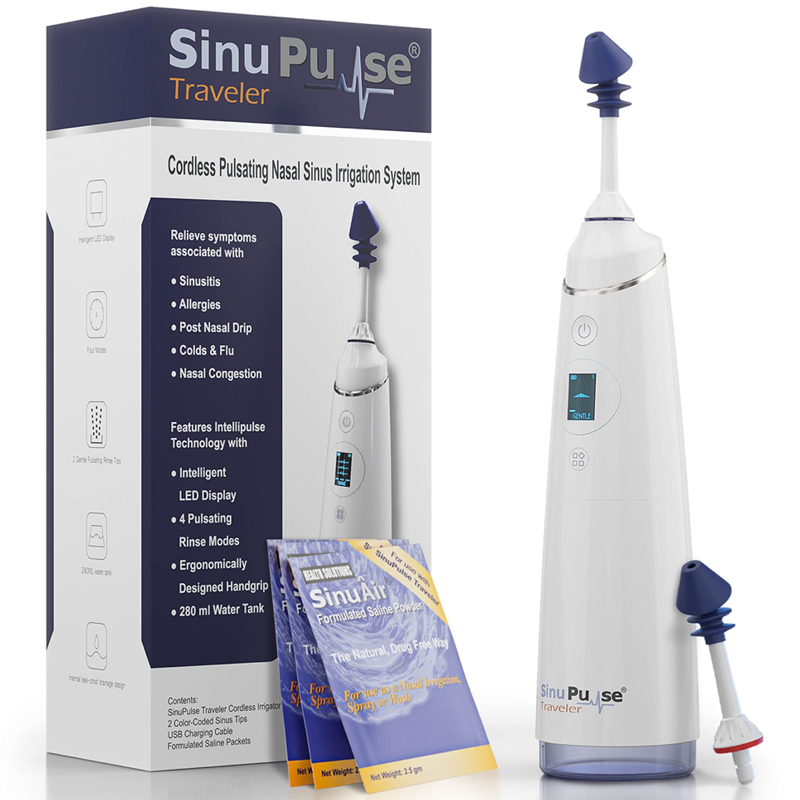 SinuPulse Traveler — appareil portable pour rinçage nasal rapide.