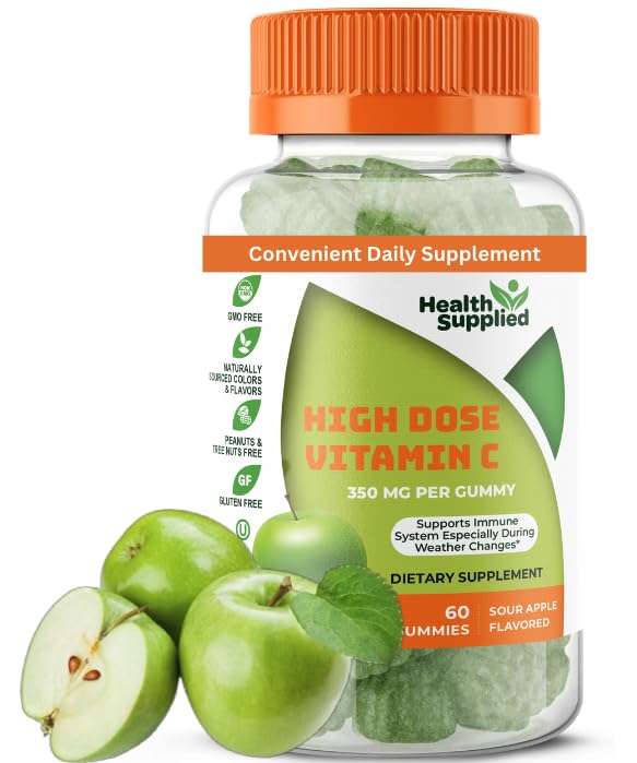 Gommes Health Supplied vitamine C pomme acidulée dans un flacon, soutien immunitaire potentiel.