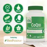 Étiquette Health Thru Nutrition CoQ-10 100 mg avec BioPerine et qualité USP