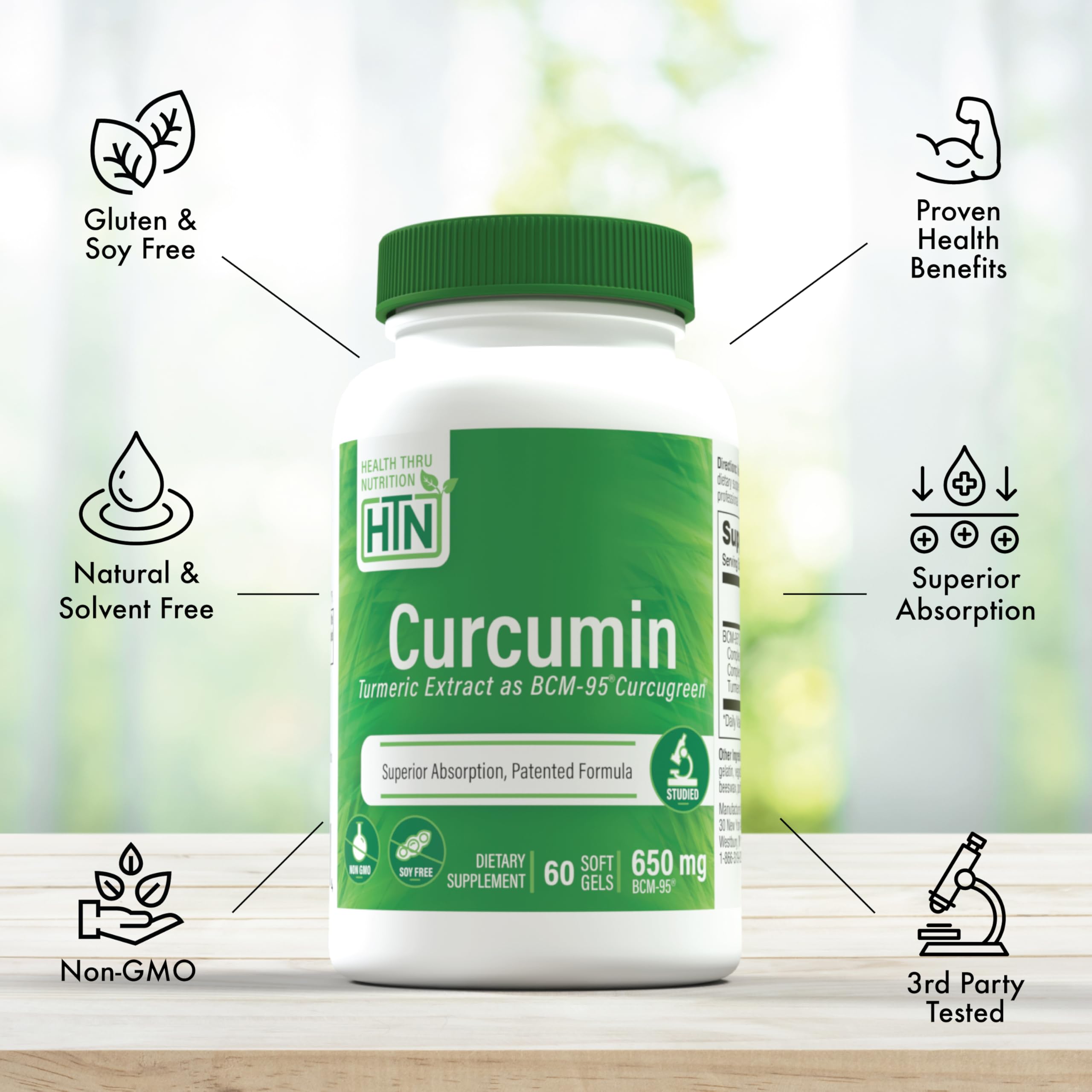 Health Thru Nutrition Curcugreen emballage reflétant BCM-95 et son approche avancée.