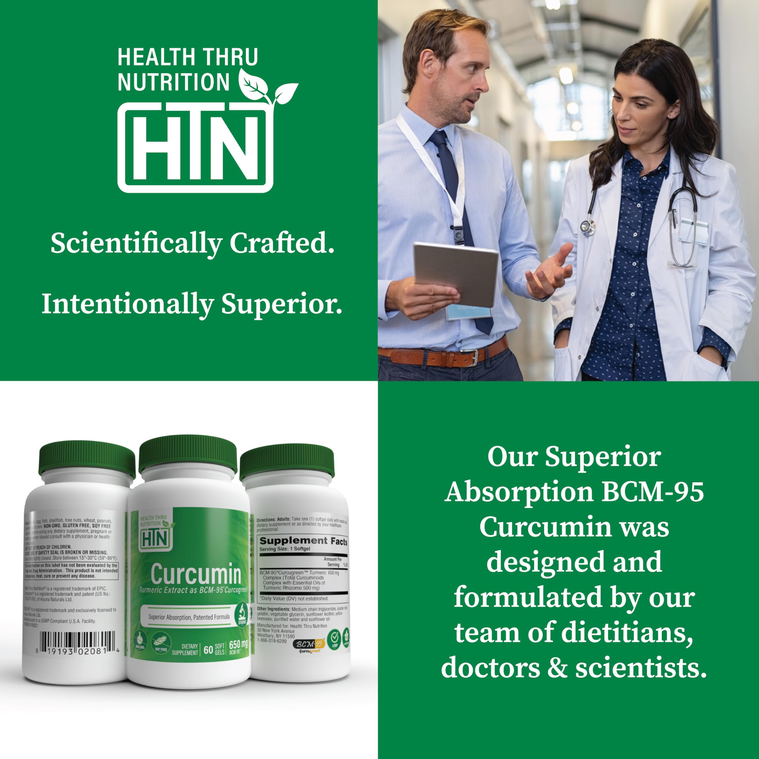 Health Thru Nutrition Curcugreen avec sceau de qualité tiers pour la transparence.