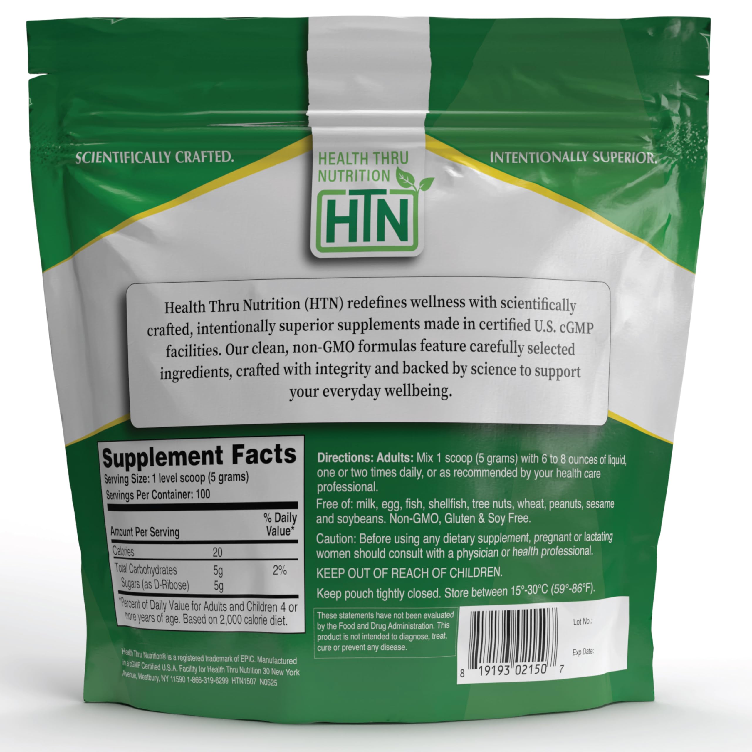 Health Thru Nutrition D-Ribose Poudre préparation simple dans votre boisson