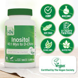Health Thru Nutrition Inositol 40:1 — étiquette claire avec ratio et ingrédients.