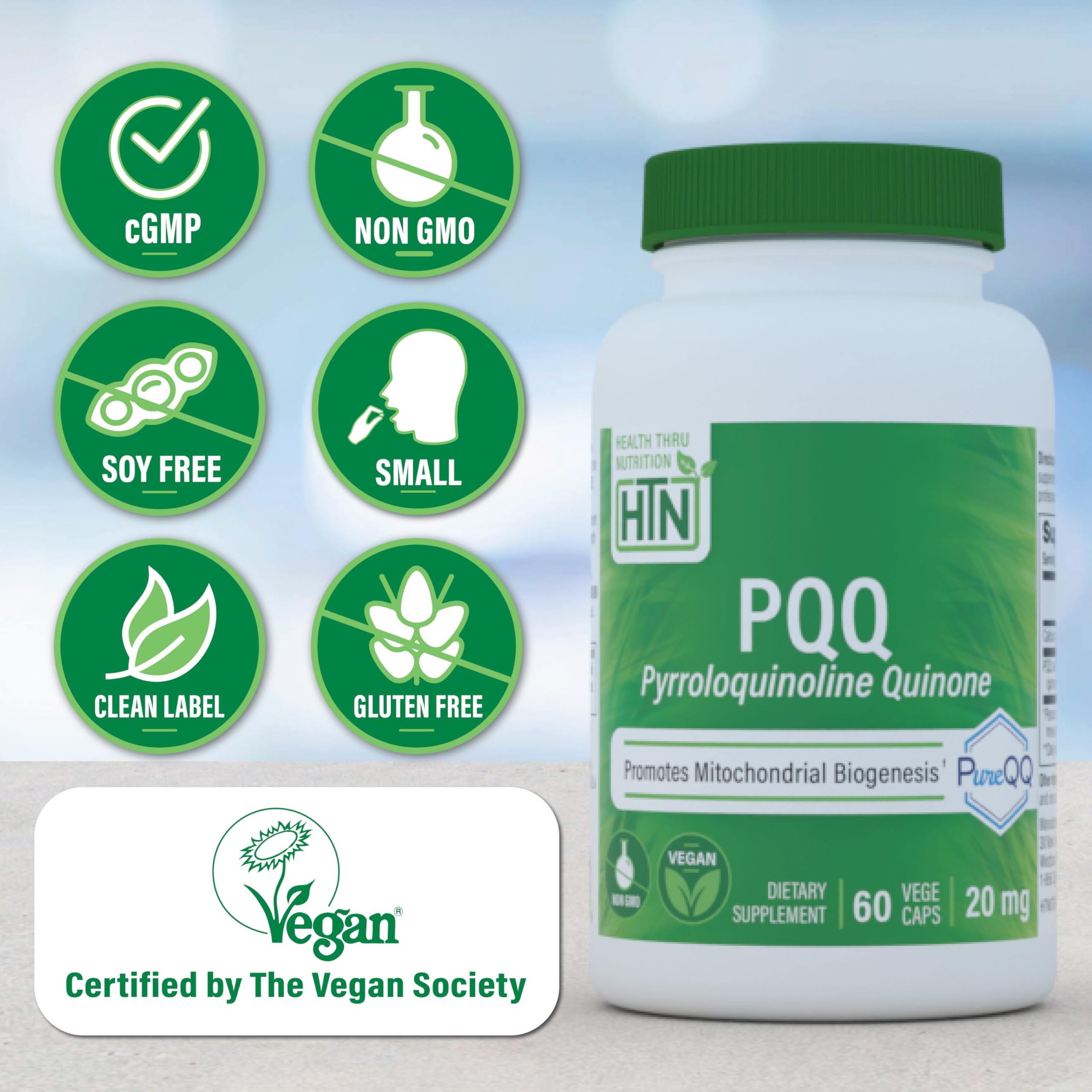 Health Thru Nutrition PQQ 20mg – Étiquette: information claire et transparente sur le produit
