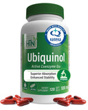 Health Thru Nutrition Ubiquinol 100mg – bouteille de capsules molles, absorption potentielle améliorée.