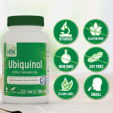 Health Thru Nutrition Ubiquinol 100mg – ingrédients Kaneka QH pour énergie potentielle.