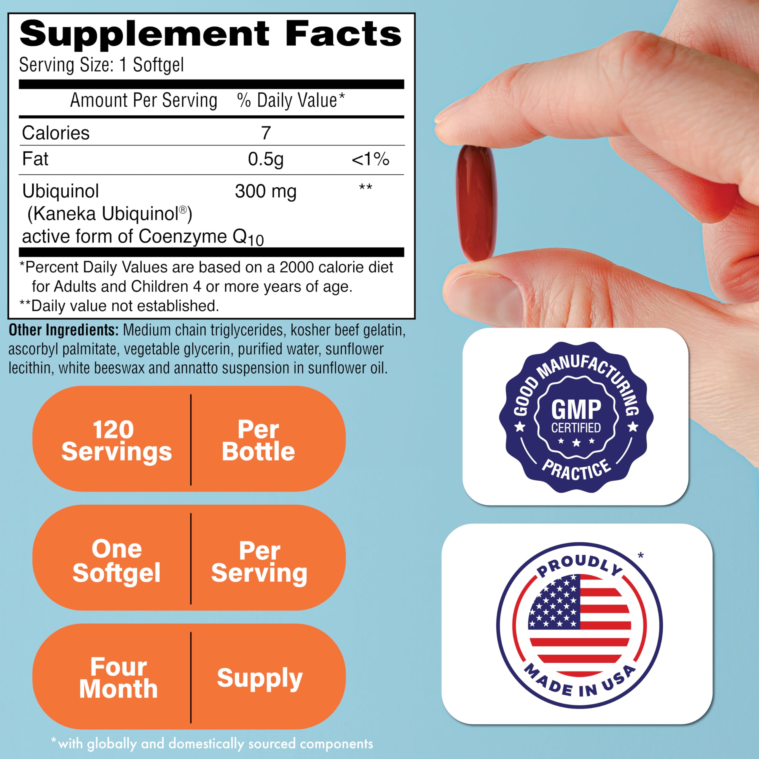 Capsules Health Thru Nutrition ubiquinol 300 mg: absorption améliorée au quotidien.