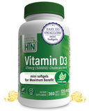 Health Thru Nutrition Vitamine D3 5000UI, bouteille de 360 capsules molles, soutien immunitaire potentiel.