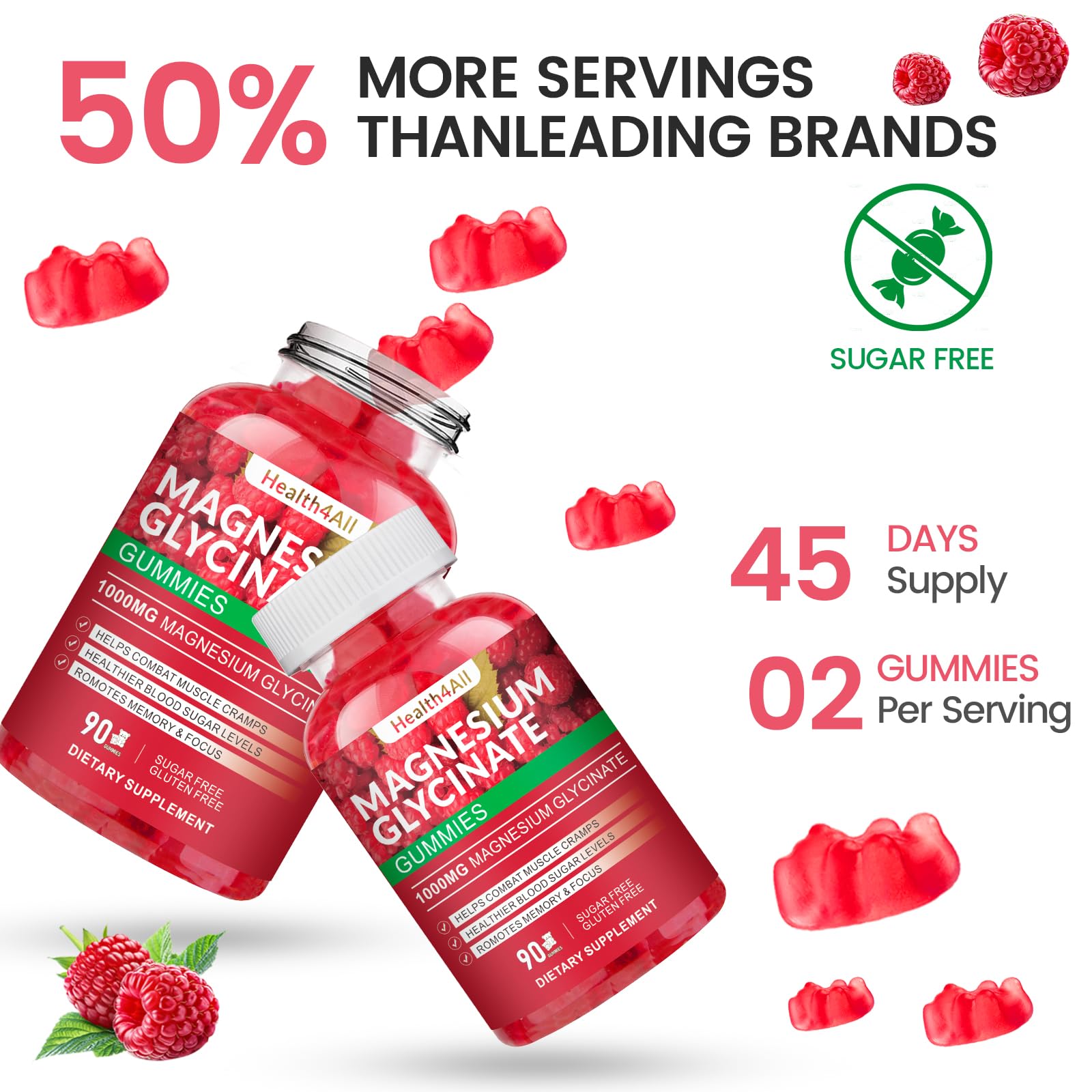 Utilisation quotidienne des gommes Health4All magnésium glycinate framboise