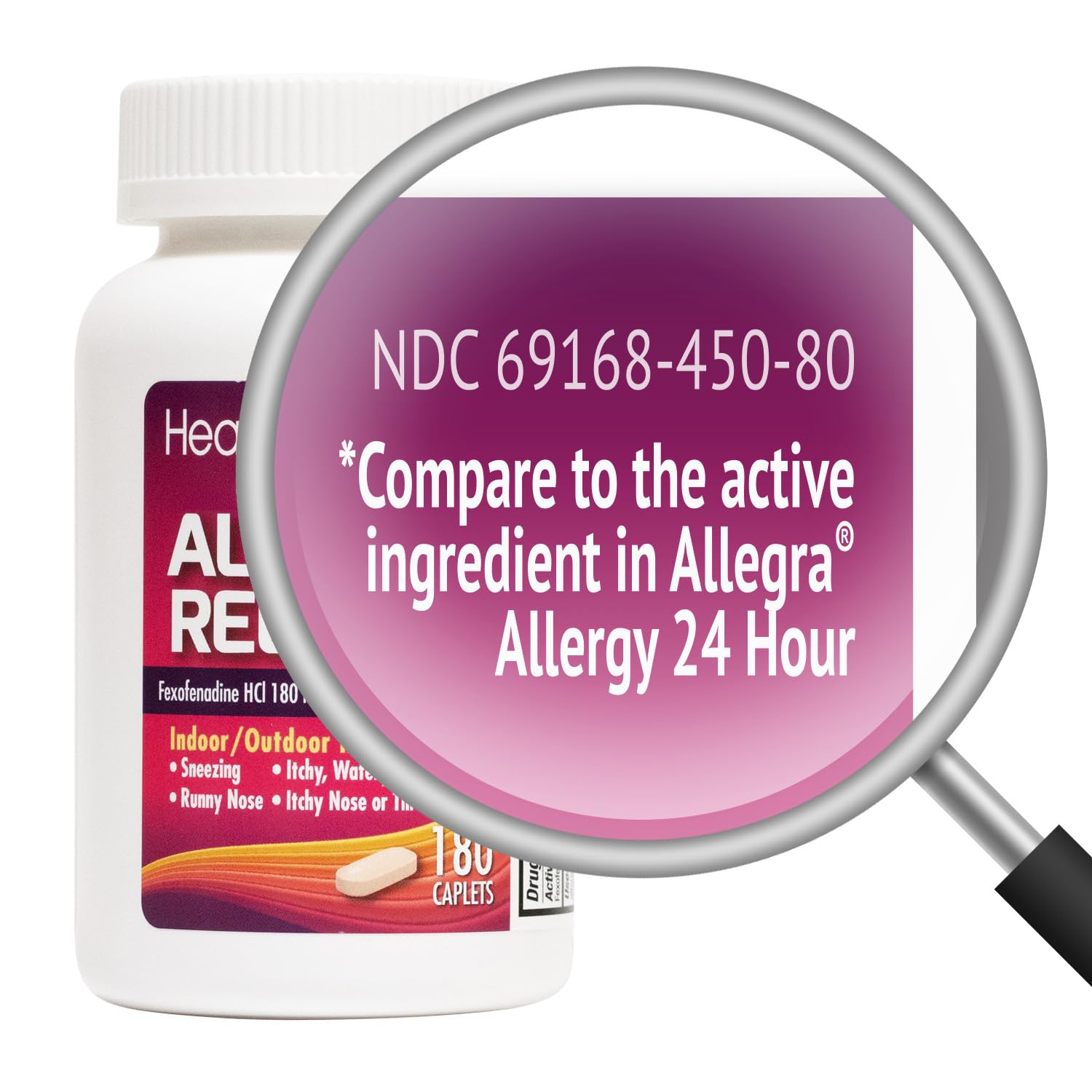 HealthA2Z Soulagement des allergies: étiquette claire et informative pour les consommateurs.