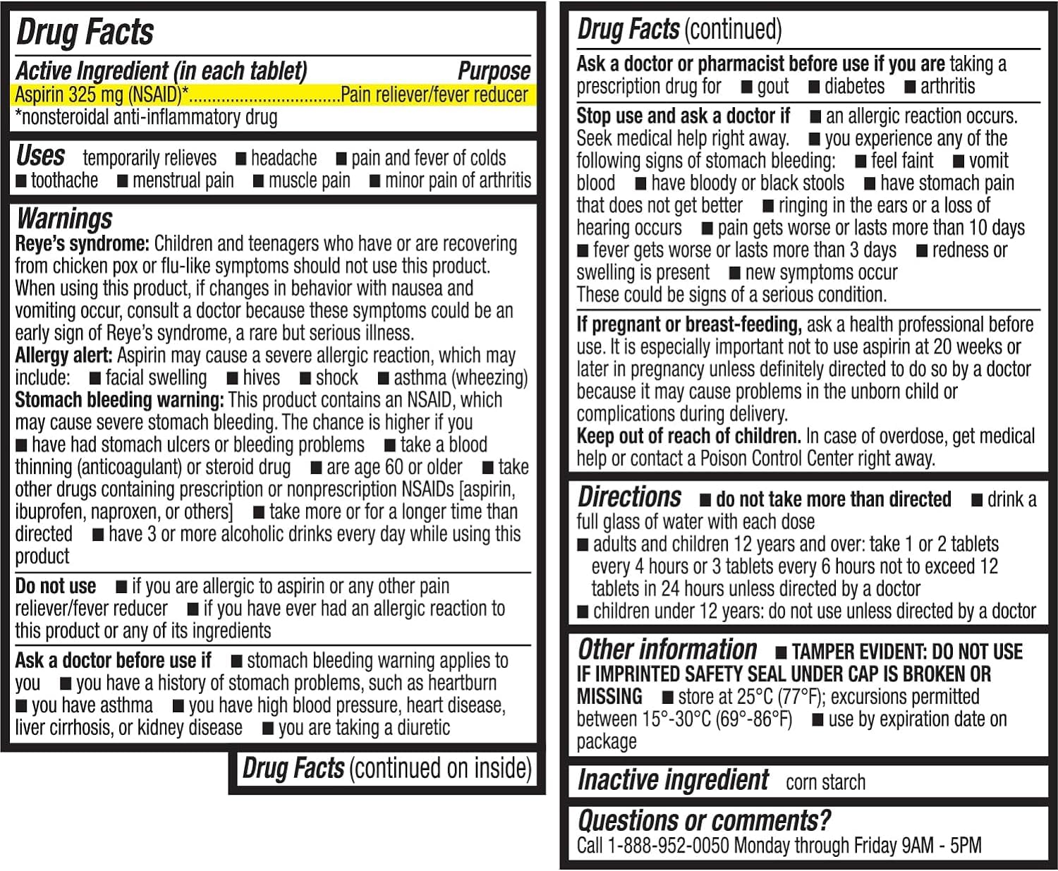 HealthA2Z Aspirine 325 mg, soulagement possible des douleurs et inconfort quotidien.