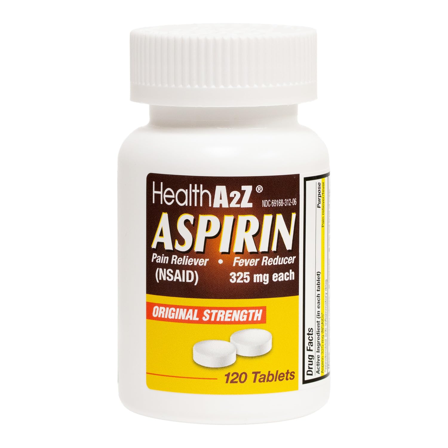 HealthA2Z Aspirine 325 mg, comprimés non enrobes, dissolution rapide et absorption efficace.