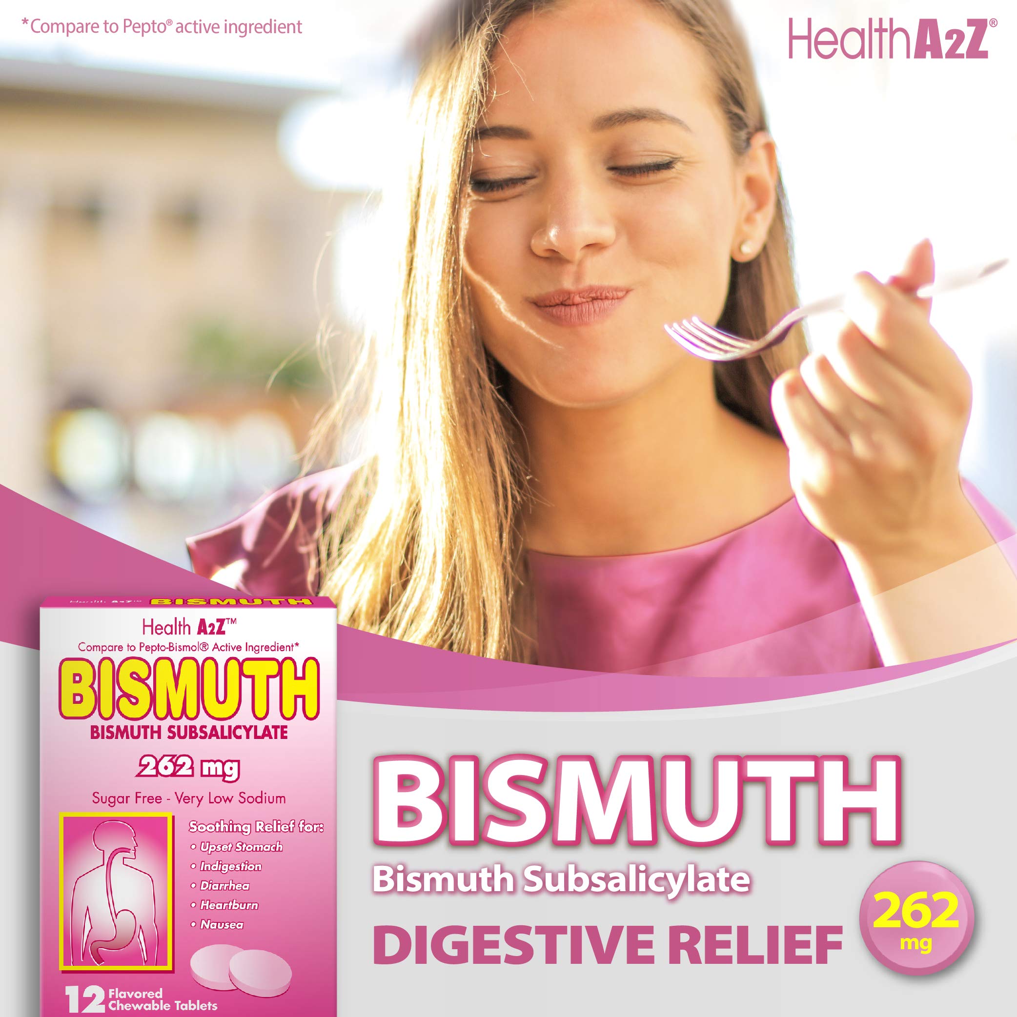 HealthA2Z Bismuth pratique en voyage pour confort digestif