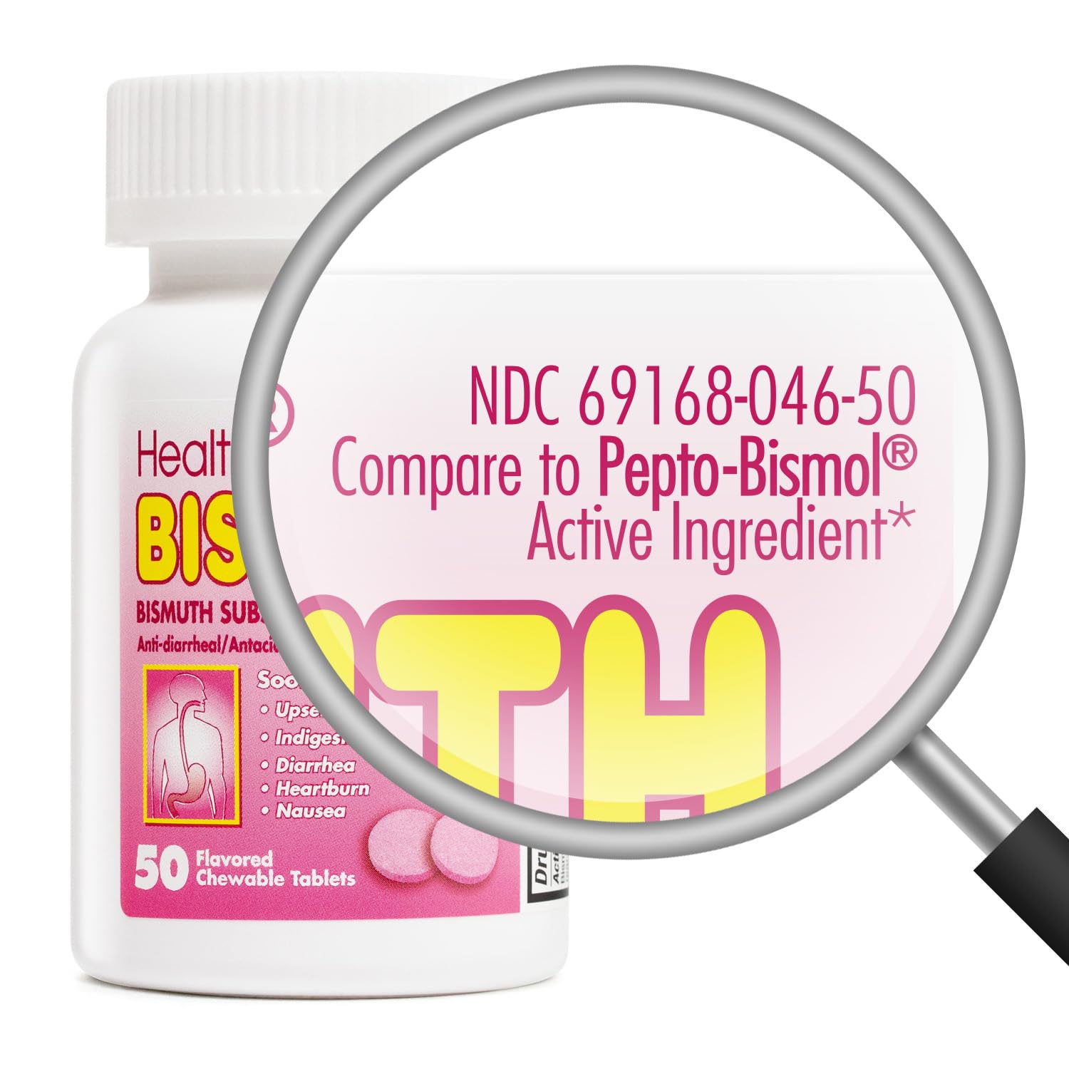 HealthA2Z Bismuth tablettes pour confort digestif après les repas.