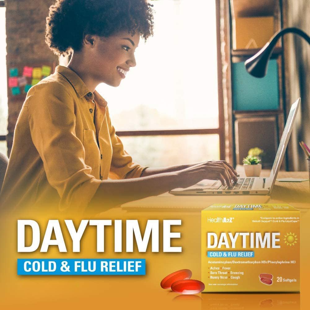 HealthA2Z Daytime dos de la boite: vue démontrant le dosage et le produit.