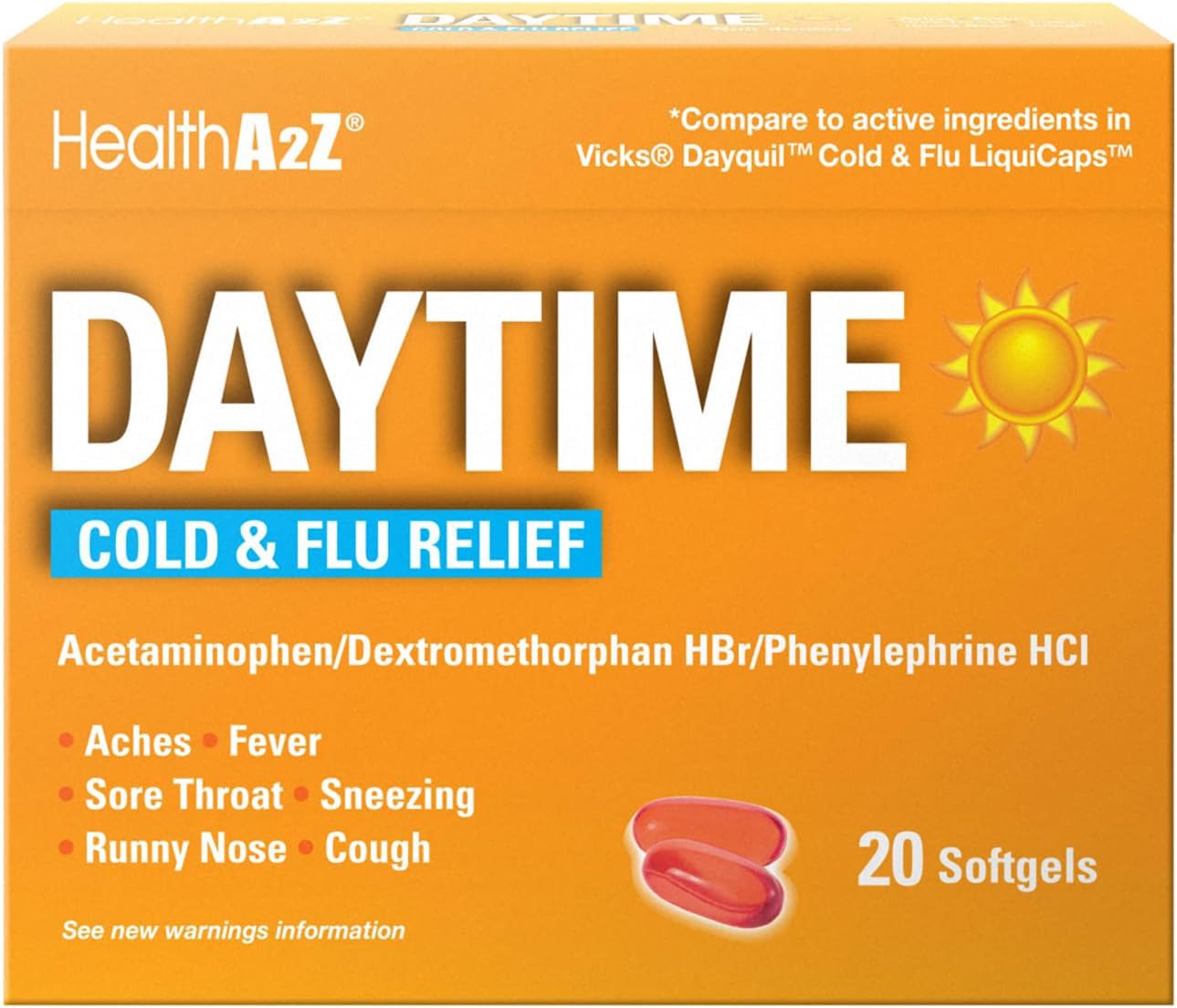 HealthA2Z Daytime gélules 20-pack: soulagement des symptômes du rhume pendant la journée.