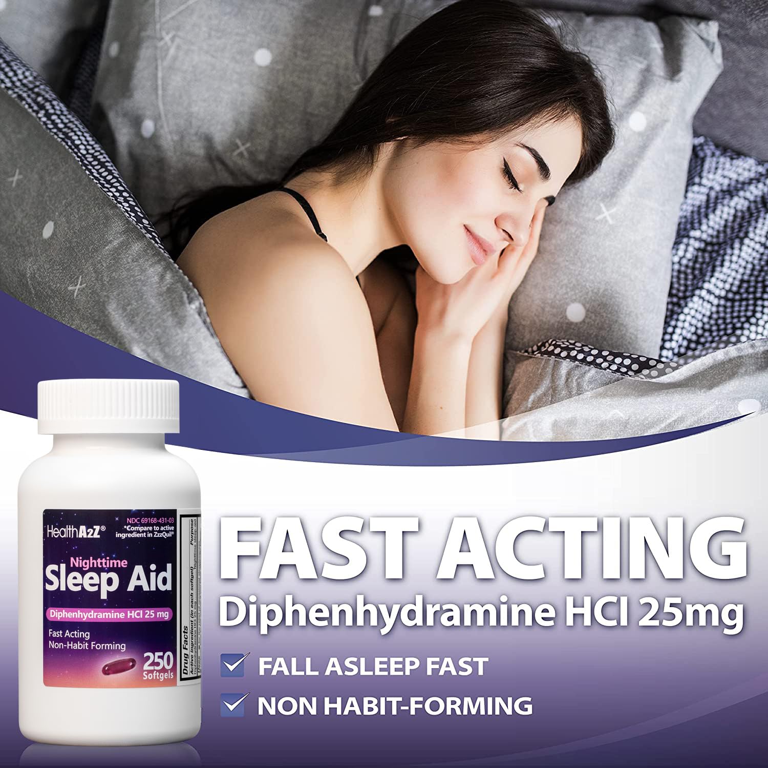 HealthA2Z Dose 25 mg – supports l’endormissement dans la routine nocturne.