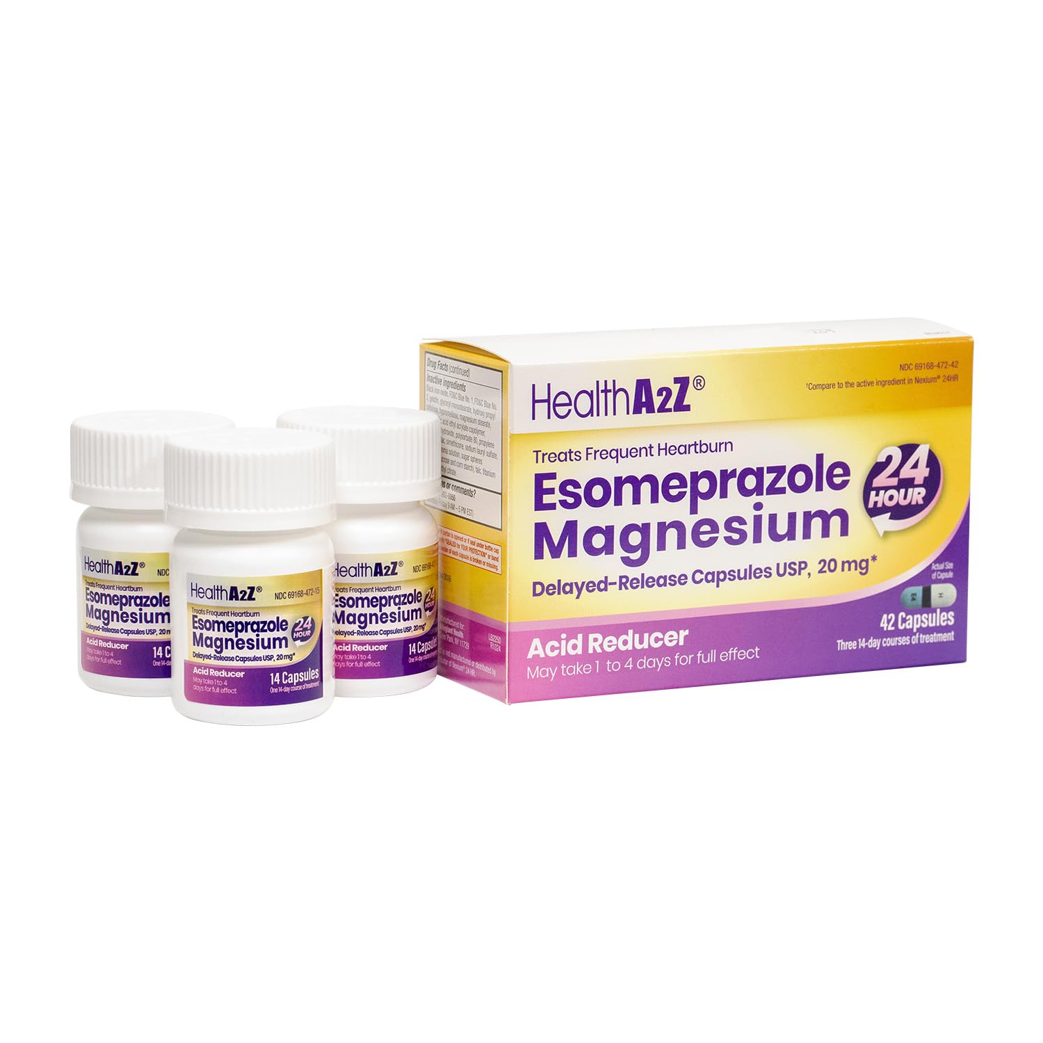 HealthA2Z Esomeprazole Magnésium 20 mg - Capsules: action progressive sur l acide