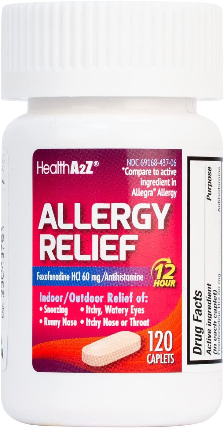 HealthA2Z Fexofenadine 60 mg: boîte pratique pour prendre le traitement antihistaminique au quotidien.