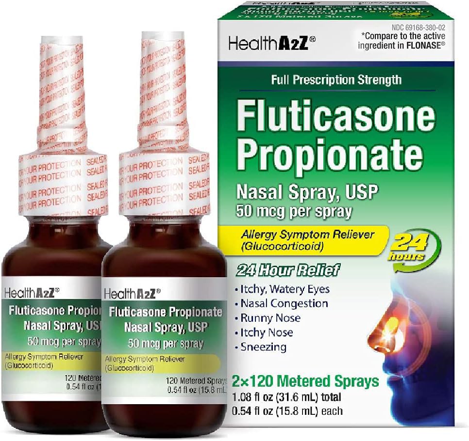 HealthA2Z Fluticasone : deux bouteilles visibles pour un usage quotidien pratique.