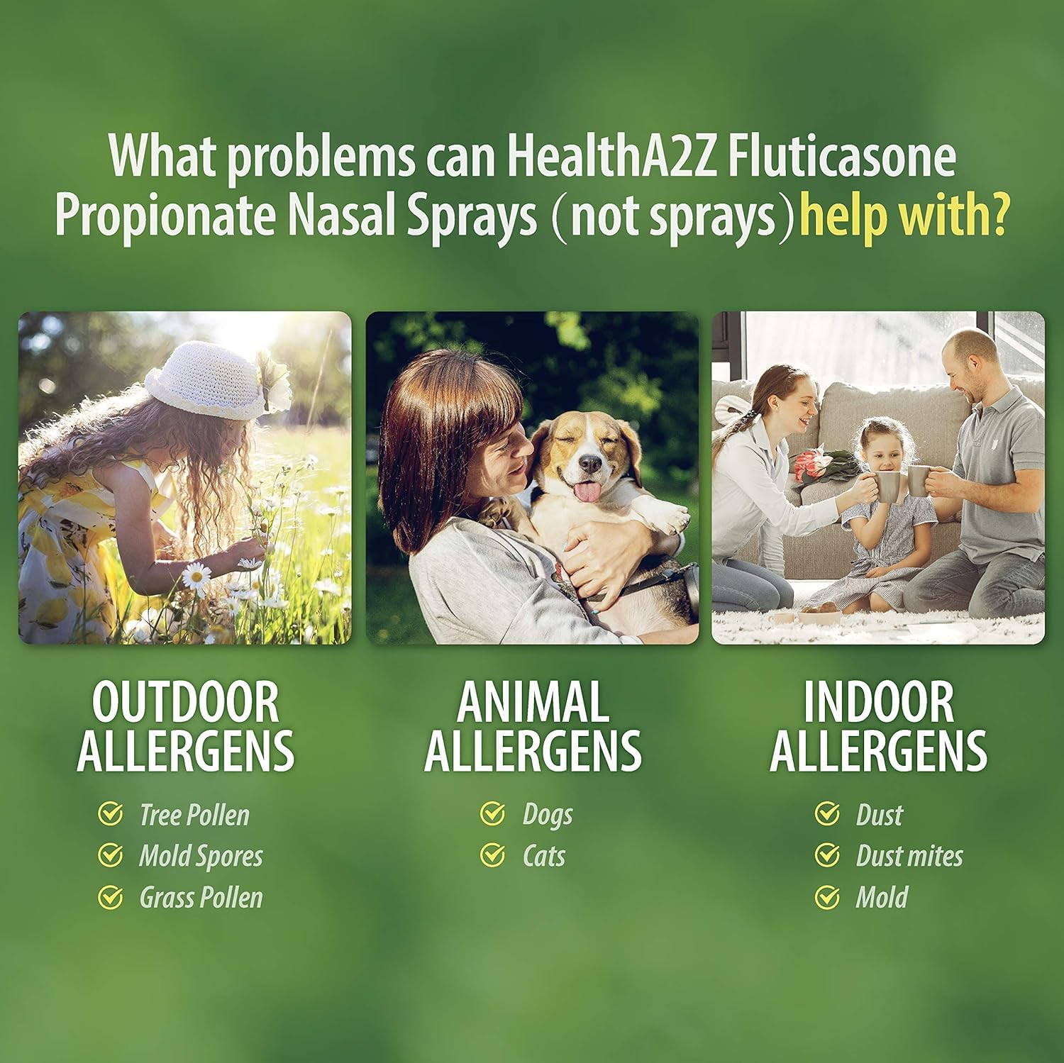 HealthA2Z Fluticasone Nasal Spray, dose de 50 mcg par pulvérisation.