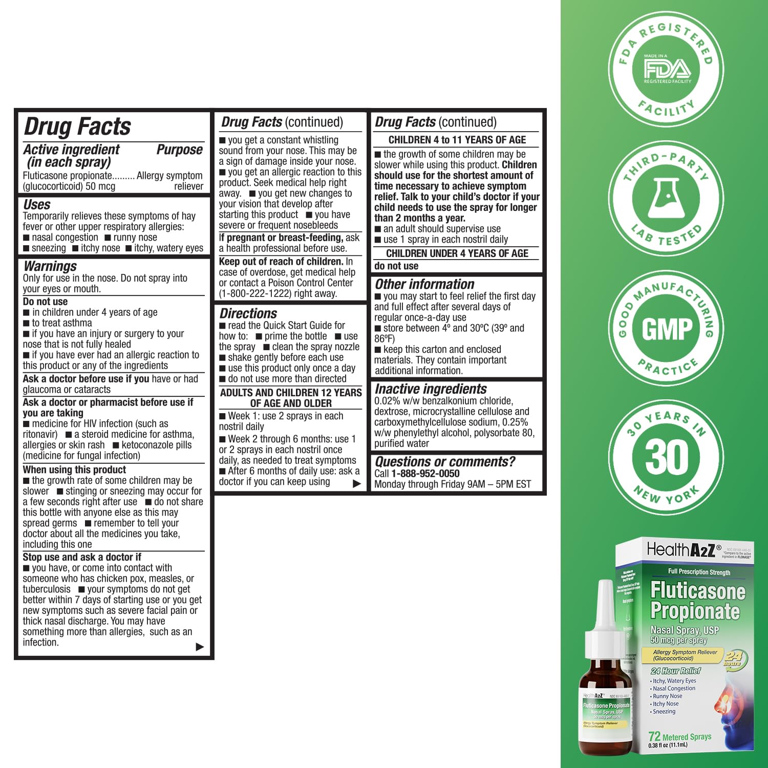 HealthA2Z Fluticasone Nasal Spray, pulvérisation douce et contrôle précis.