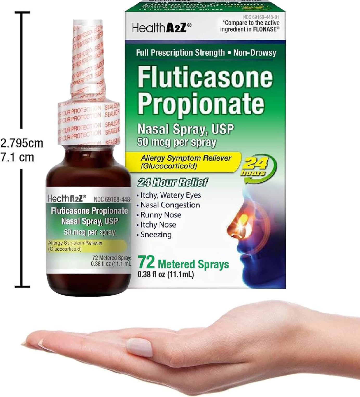 HealthA2Z Fluticasone Nasal Spray, soulagement potentiel des allergènes intérieurs et extérieurs.