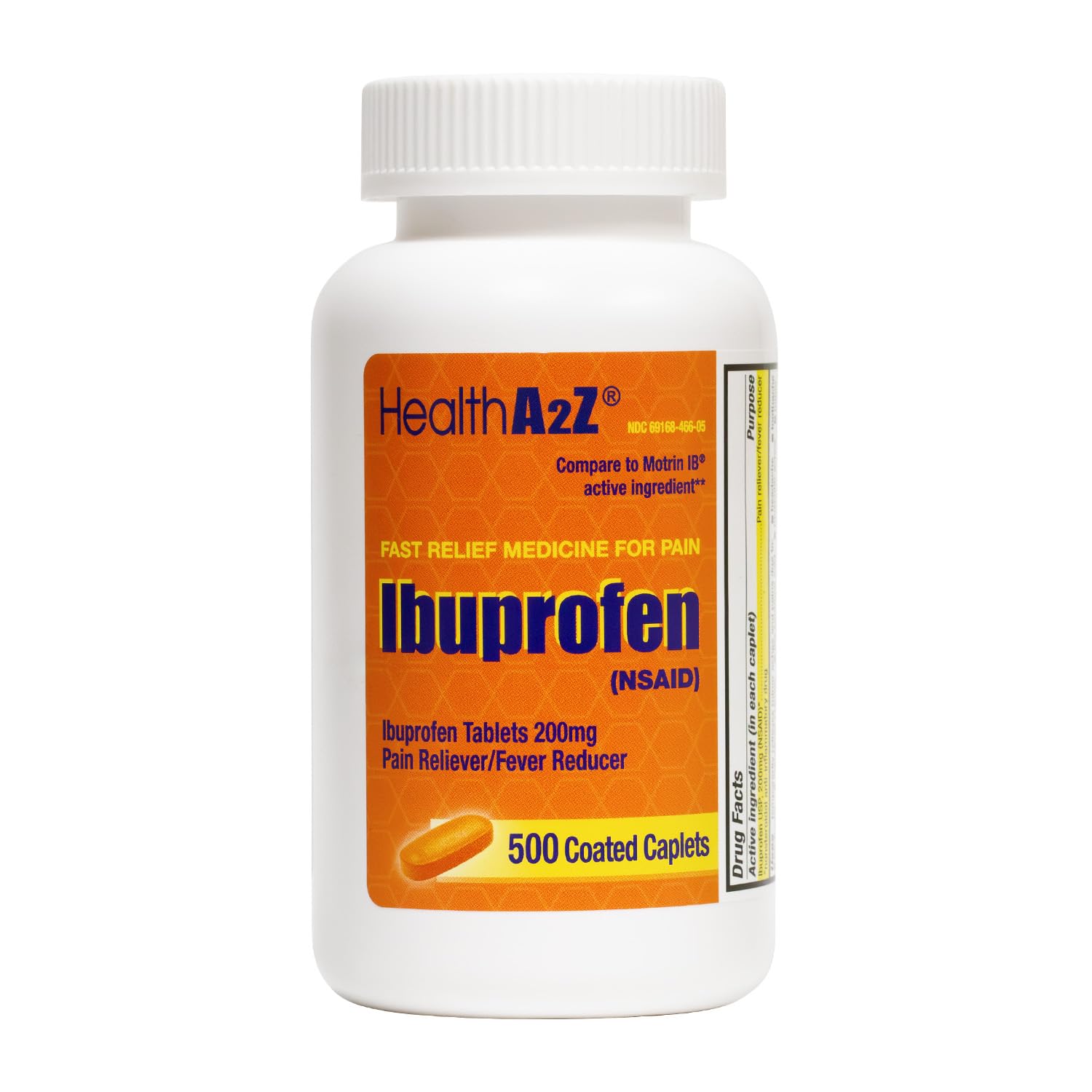 HealthA2Z Ibuprofen 200 mg orange — bouteille prête à soulager les douleurs quotidiennes.
