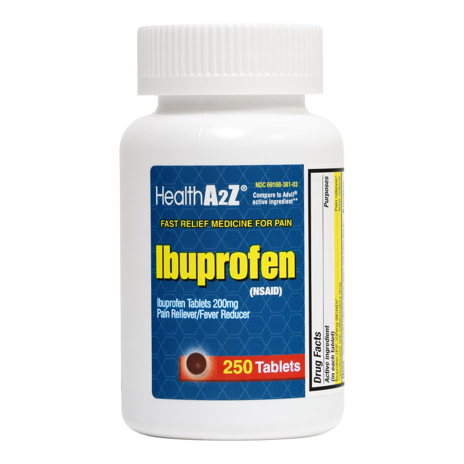 HealthA2Z ibuprofène 200 mg — boîte prête pour les douleurs quotidiennes.