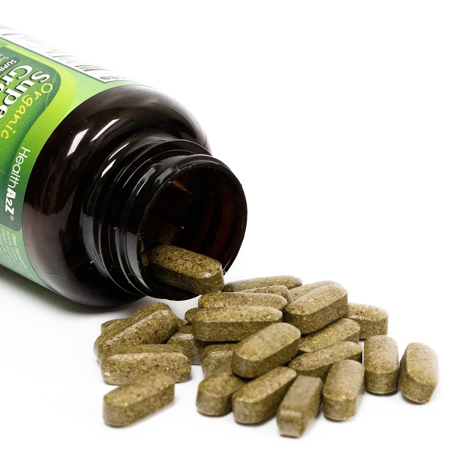 HealthA2Z ingrédients végétaux alfalfa, brocoli et épinards illustrés.
