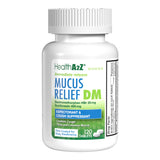 HealthA2Z Mucus Relief DM, boîte, rangement pratique pour les comprimés.