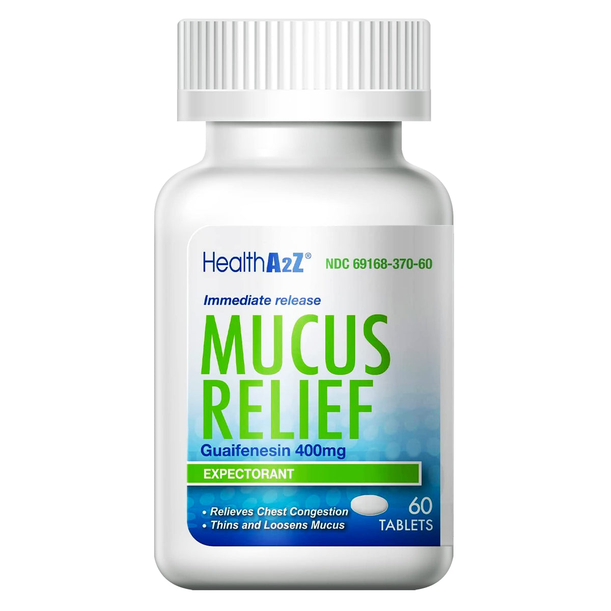 HealthA2Z Mucus Relief – bouteille pratique pour l'usage quotidien et le confort respiratoire.