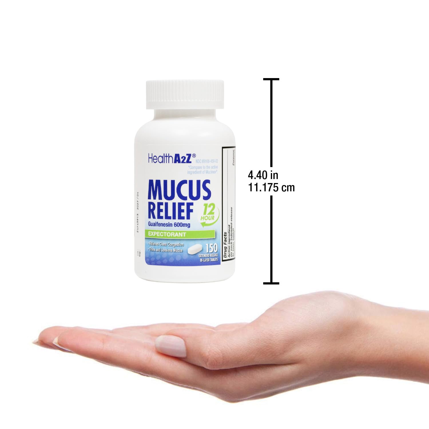 HealthA2Z Mucus Relief – prise quotidienne pratique avec eau.