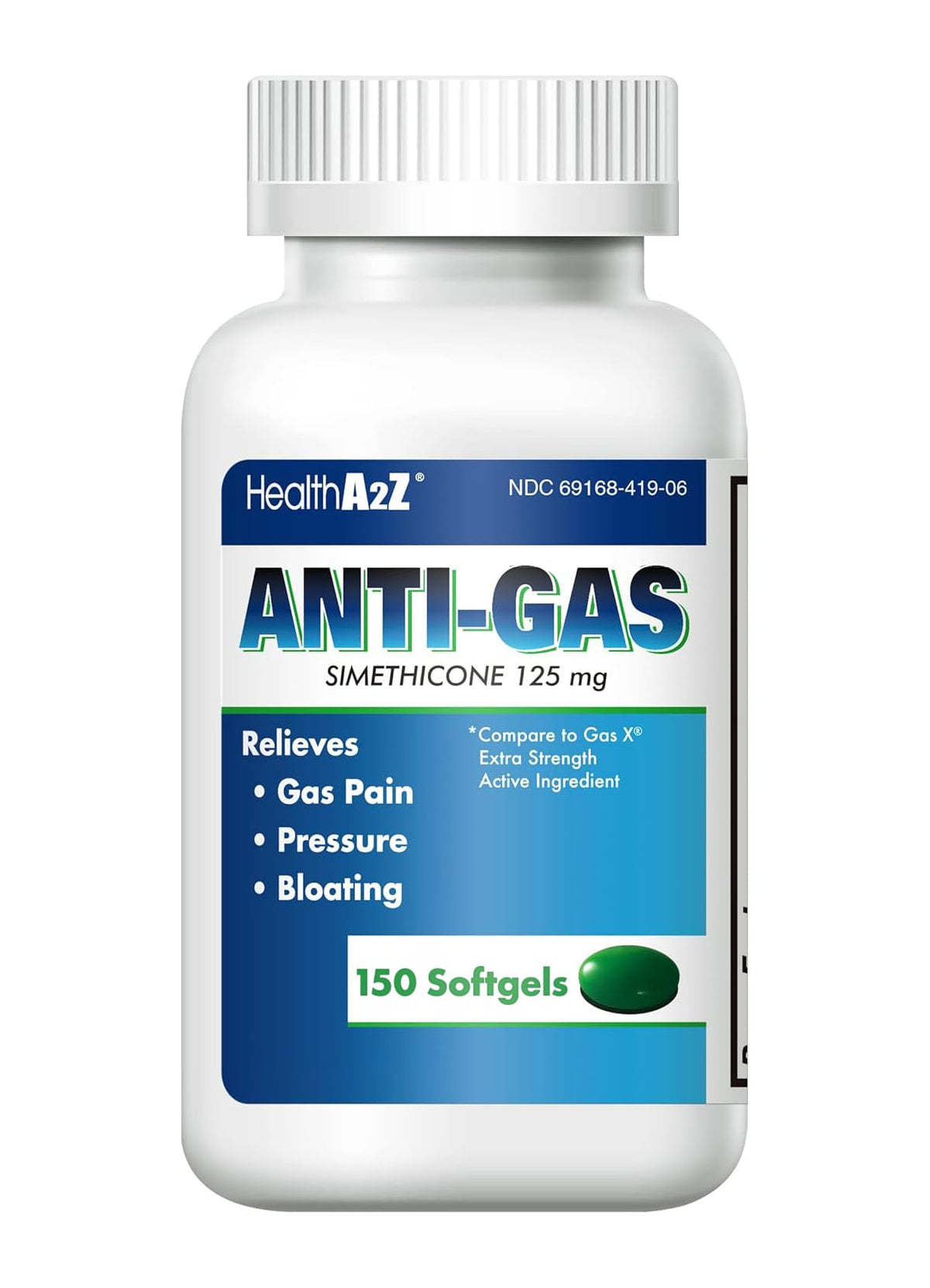 HealthA2Z – soulagement des gaz grâce aux gélules molles pour confort digestif.