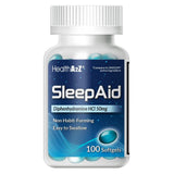 HealthA2Z Sommeil – bouteille de gélules molles Diphenhydramine 50 mg, routine nocturne.
