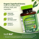 HealthA2Z spiruline et mélange fruits-légumes, symbole d’antioxydants.
