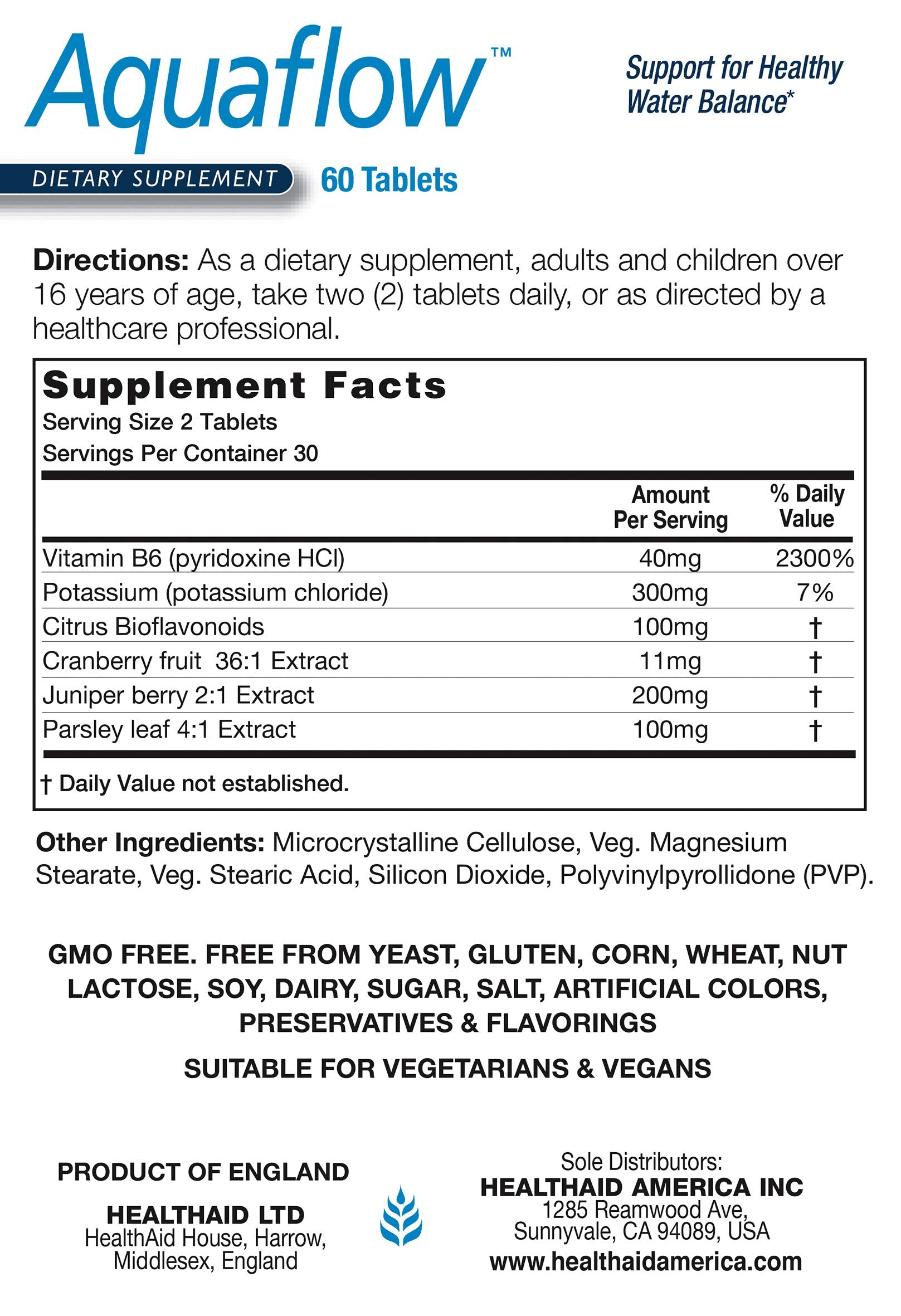 HealthAid Aquaflow – Utilisation quotidienne: idéale avec un grand verre d'eau.