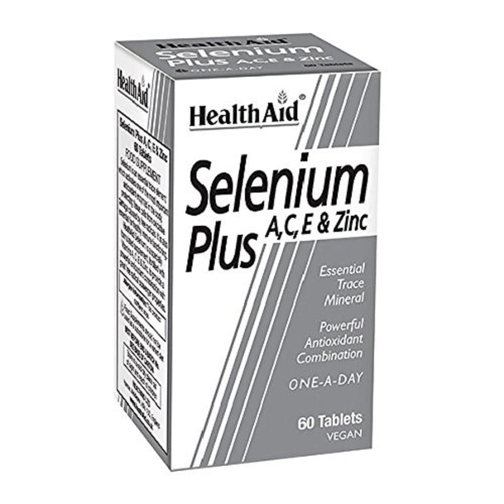 HealthAid Selenium Plus – bouteille, peut soutenir le système immunitaire et l'activité antioxydante.