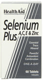 HealthAid Selenium Plus – étiquette claire avec les nutriments clés.