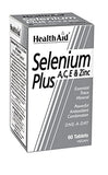 HealthAid Selenium Plus – tablettes visibles dans le blister.