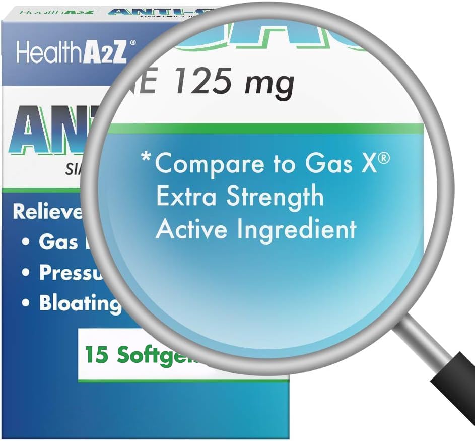HealthA2Z, gélules Simethicone 125 mg après repas réduisant les ballonnements