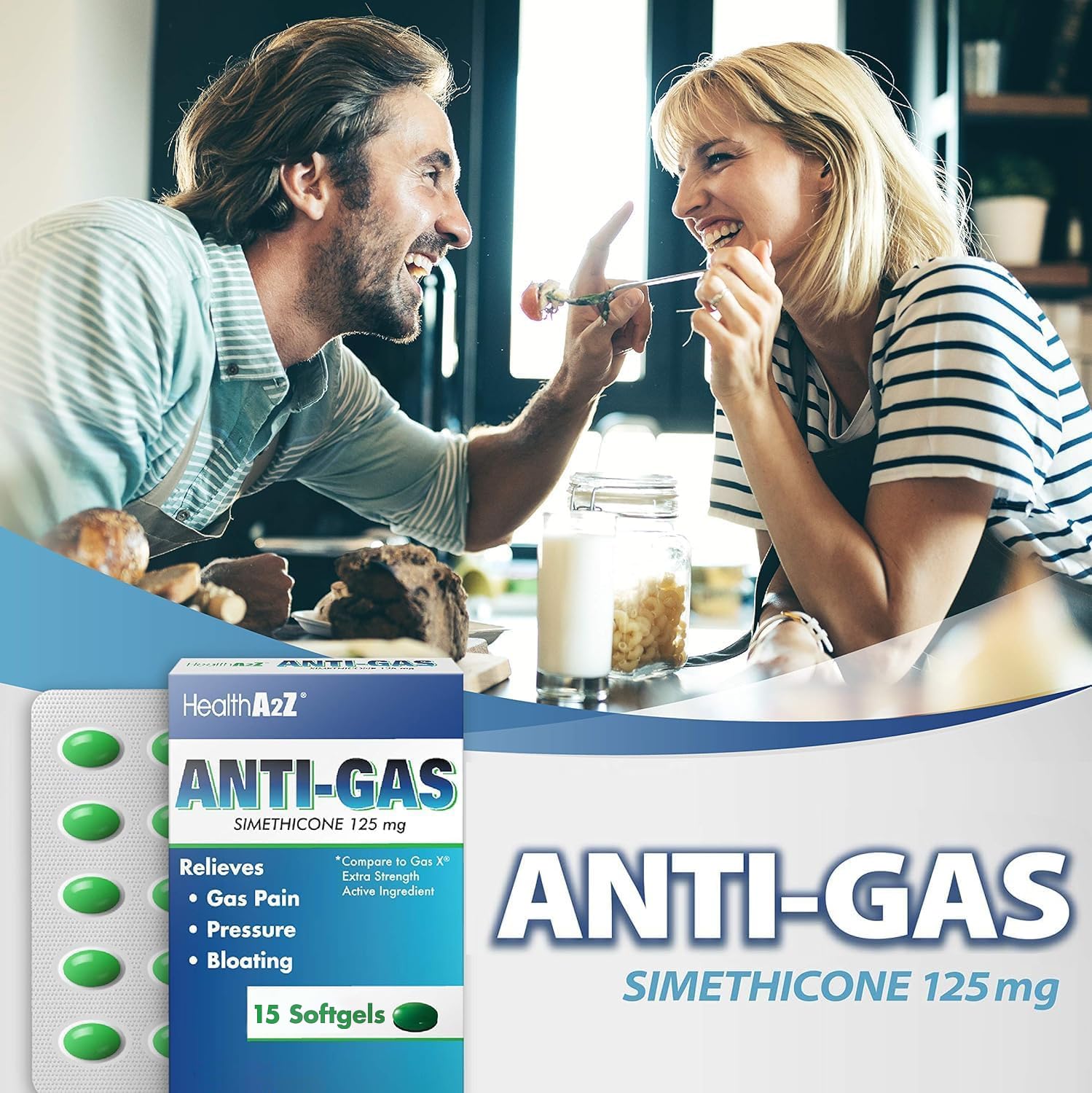 HealthA2Z, gélules Simethicone 125 mg relief rapide des gaz