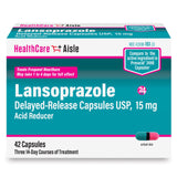 HealthCareAisle Lansoprazole: boîte et étiquette claires facilitant le choix du traitement