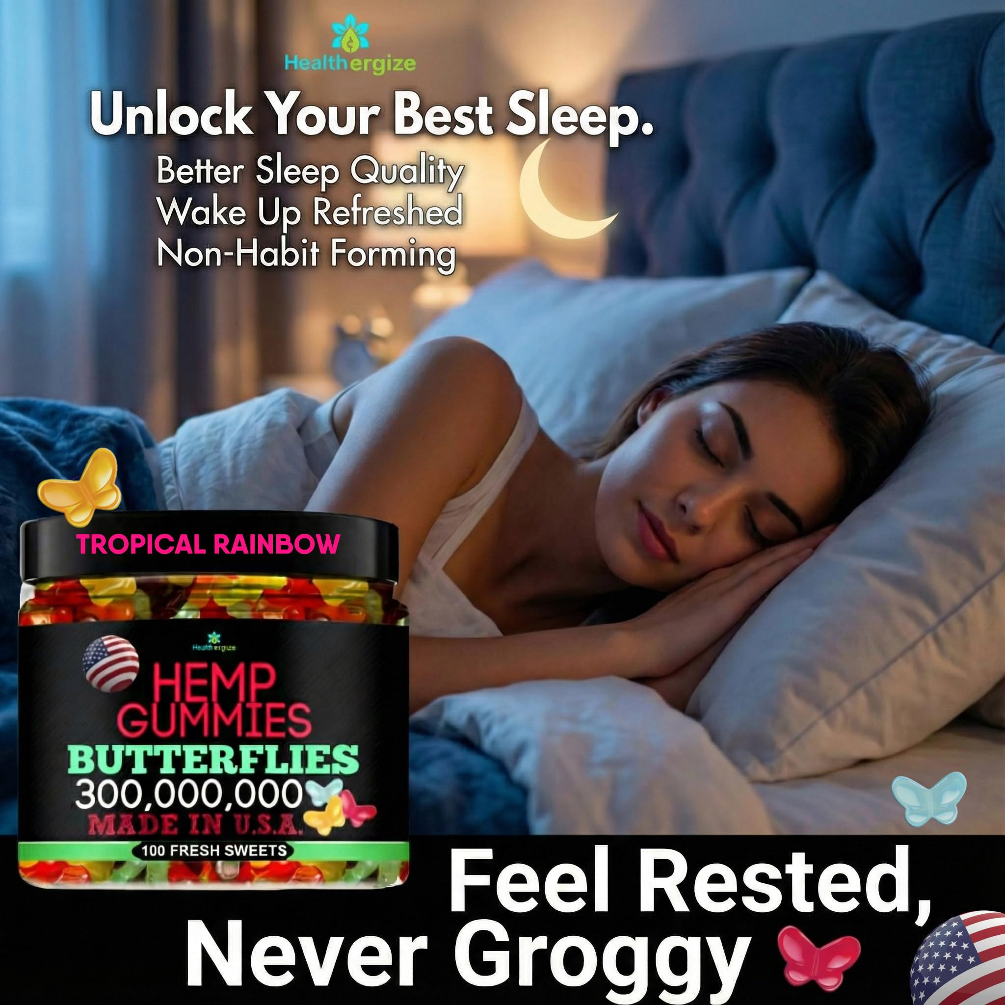 Gommes Healthergize chanvre saveur fruitée tropicale agréable au coucher