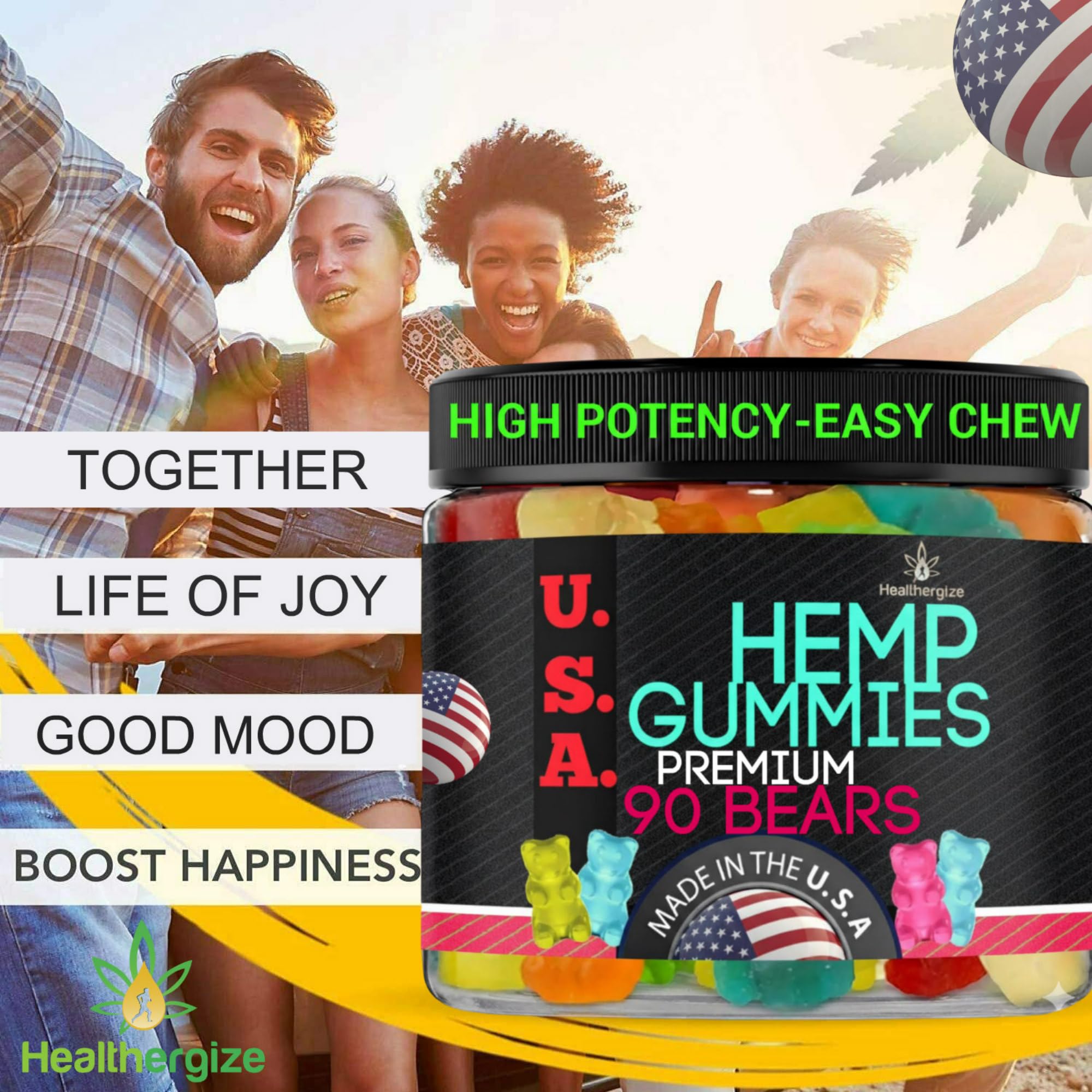 Healthergize Gommes Immunité et Fibres – ours pour soutien quotidien et vitalité.