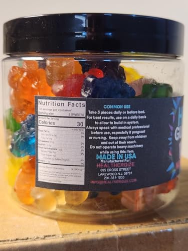 Ingrédients huile de chanvre visibles dans les gummies Healthergize.